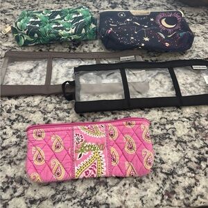 Set of 5 travel toiletry bags, cord organizer, vera Bradley, Estée Lauder, Mario